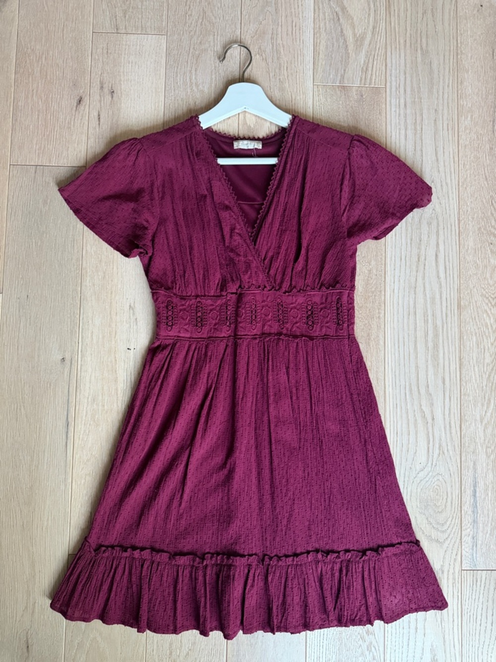 Altar'd State Wine Red Textured Mini Dress
